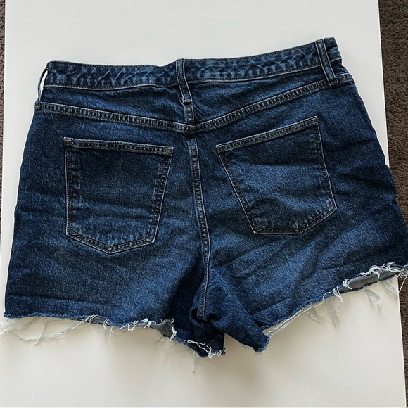 Distressed Dark Blue Jean Shorts - Picture 3 of 3